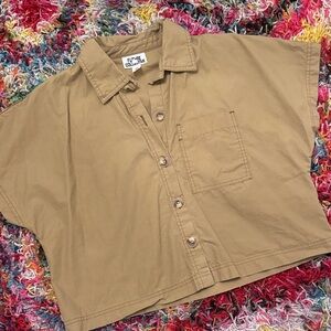 Button-Up Khaki Boxy Safari Shirt | Never Worn